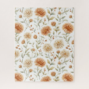 Orange Spice Cream Flowers Jigsaw Puzzle