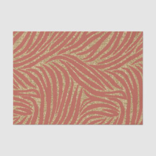 Orange Spice Gold Glitter Zebra Birthday  Tissue Paper