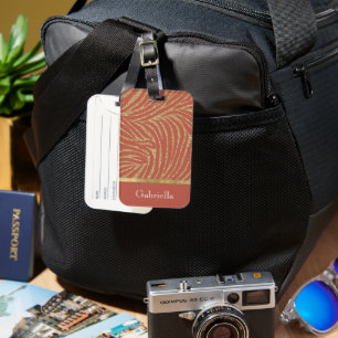 Orange Spice Gold Glitter Zebra   Luggage Tag