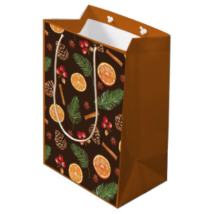 Orange Spice Rustic Winter Botanical Medium Gift Bag