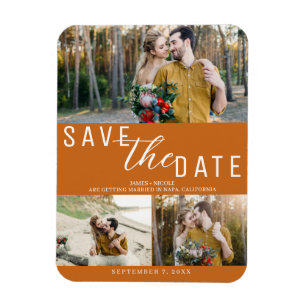 Orange Spice Save the Date Wedding 3 Photos Magnet
