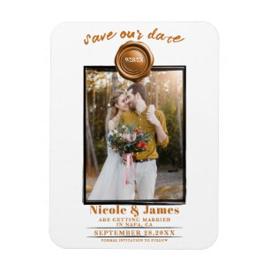 Orange Spice Wax Seal Photo Wedding Save the Date Magnet