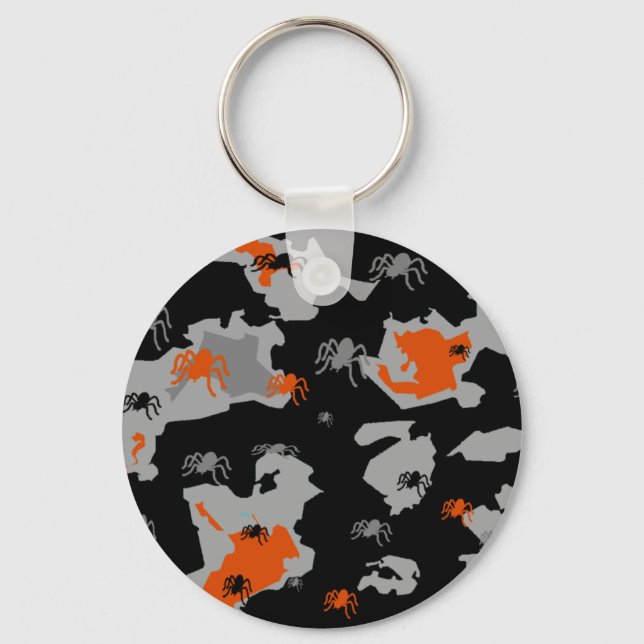 Orange Spider Camo Key Ring (Front)