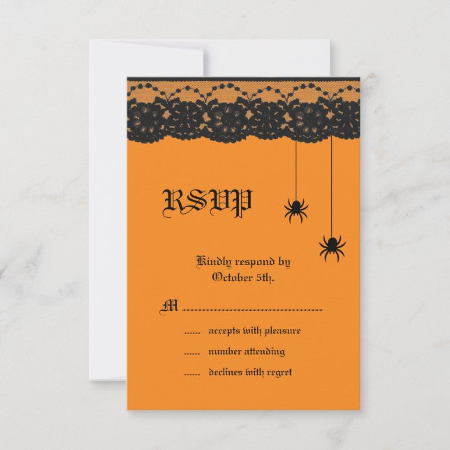Orange Spiders and Lace RSVP (Front)