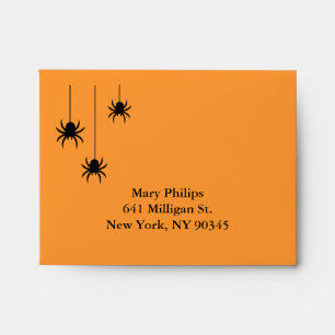 Orange Spiders and Lace RSVP Envelope