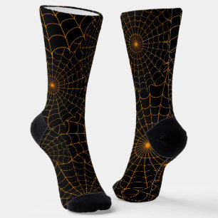 Orange Spiderwebs Halloween  Socks
