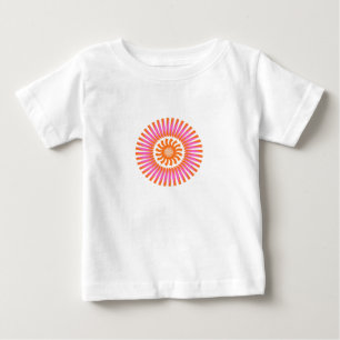 Orange Spiral Sunburst Abstract Geometric Design Baby T-Shirt