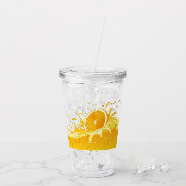 Orange Splash & Orange Slice Acrylic Tumbler (Back Ice)