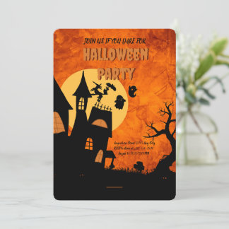 Orange Spooky Halloween Party Invitation