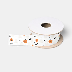 Orange Spooky Halloween Satin Ribbon