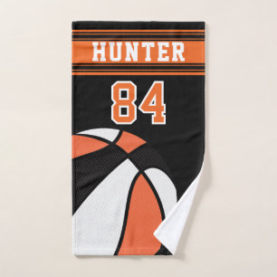 Orange Sport 🏀 Basketball DIY Text Hand Towel