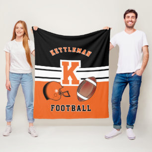 Orange Sport Letter - Football Fleece Blanket