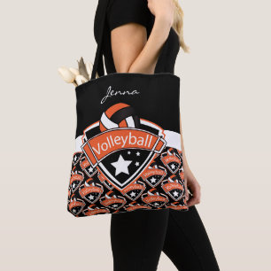 Orange Sport Volleyball   DIY Text Tote Bag