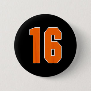 Orange Sports Number 16 Jersey Uniform Player Fan 6 Cm Round Badge
