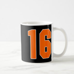 Orange Sports Number 16 Jersey Uniform Player Fan Coffee Mug