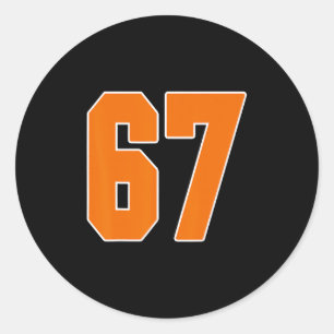 Orange Sports Number 67 Jersey Uniform Player Fan Classic Round Sticker
