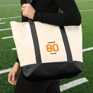 Orange Sports Team Custom Name Player Number Team  Tote Bag