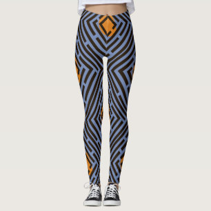 Orange Spot Black Labyrinth Pattern Custom Colour Leggings