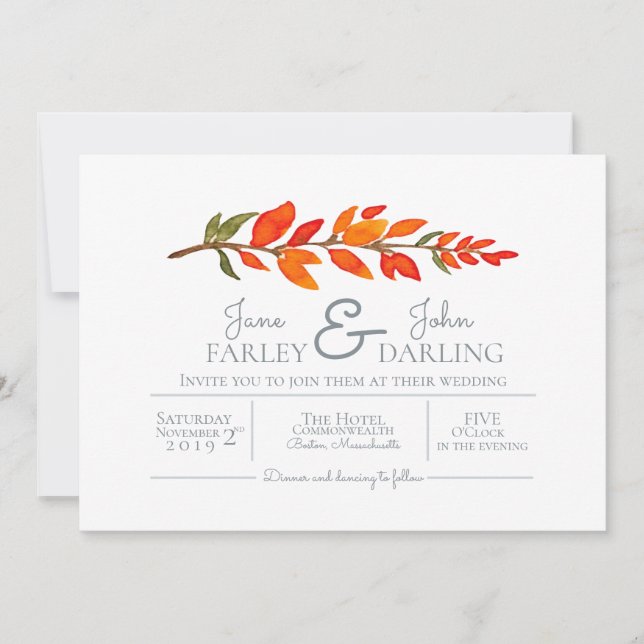 Orange Sprig Wedding Invitation (Front)