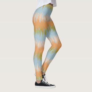 Orange Spring abstract stripe Leggings
