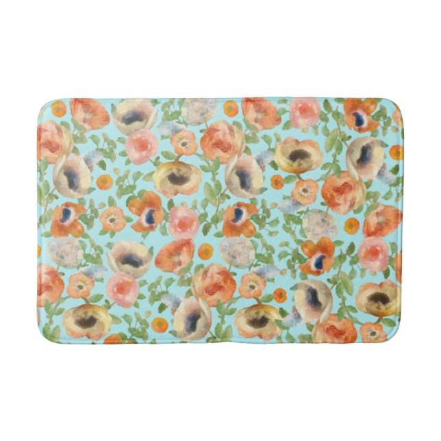 Orange Spring Flowers Bath Mat (Front)