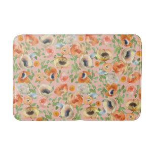 Orange Spring Flowers Bath Mat
