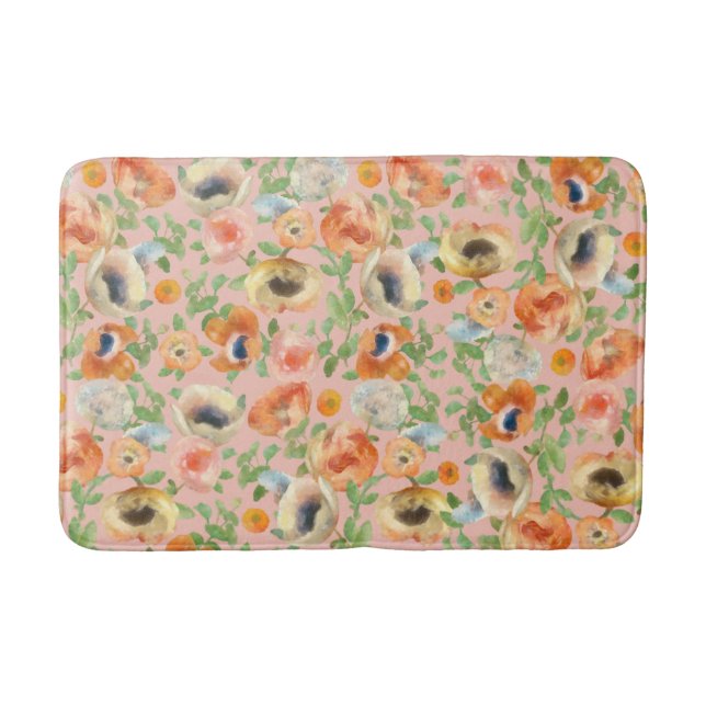 Orange Spring Flowers Bath Mat (Front)