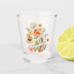 Orange Spring Flowers Bouquet Shot Glass