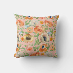 Orange Spring Flowers Cushion