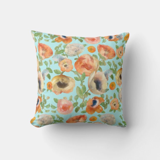 Orange Spring Flowers Cushion (Front)