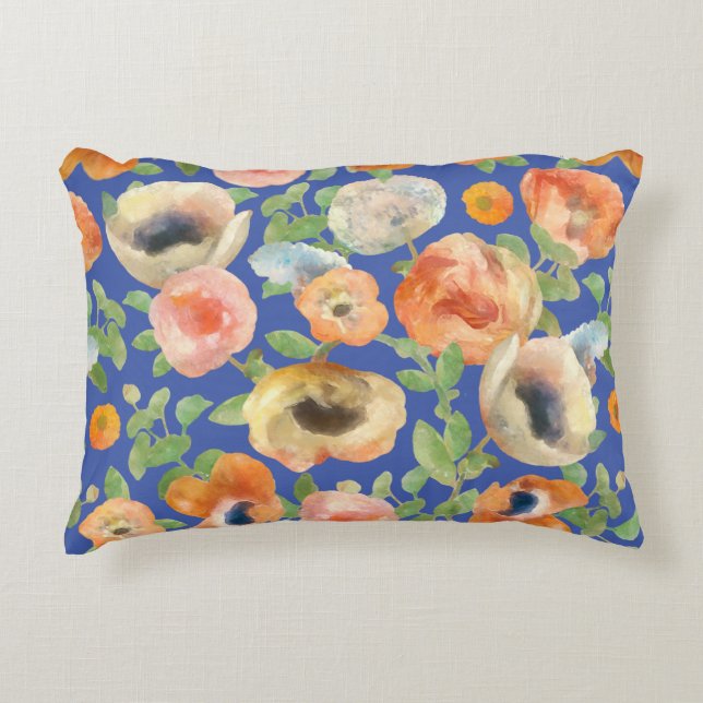 Orange Spring Flowers Decorative Cushion (Front)