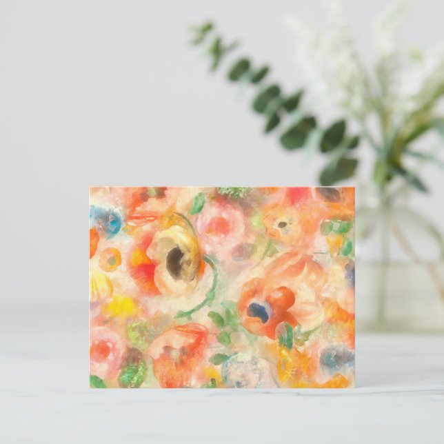 Orange Spring Flowers Holiday Postcard (Standing Front)