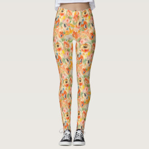 Orange Spring Flowers Leggings