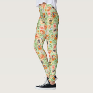 Orange Spring Flowers Leggings