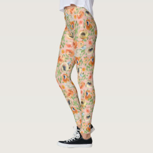 Orange Spring Flowers Leggings