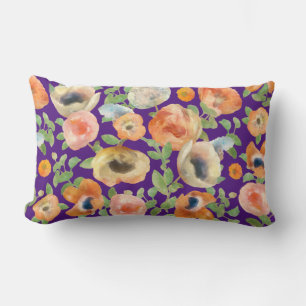 Orange Spring Flowers Lumbar Cushion