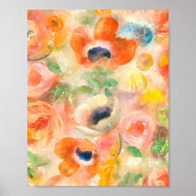 Orange Spring Flowers Poster (Front)