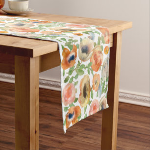 Orange Spring Flowers Short Table Runner