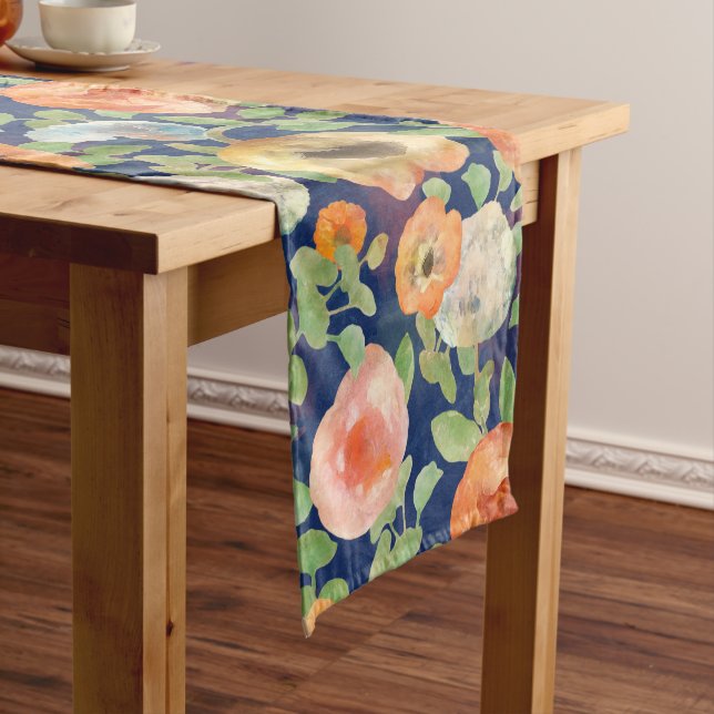 Orange Spring Flowers Short Table Runner (In Situ)