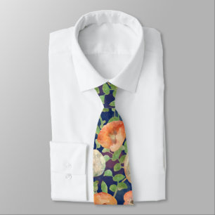 Orange Spring Flowers Tie