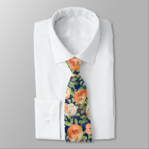 Orange Spring Flowers Tie