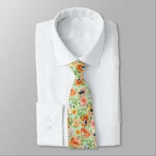 Orange Spring Flowers Tie