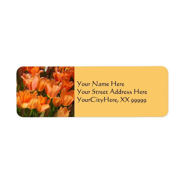 Orange Spring Return Address Labels Tulips (Front)
