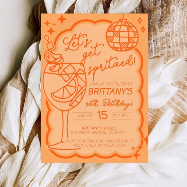 Orange Spritz 30th Birthday Invitation, Lets get  Invitation (Creator Uploaded)