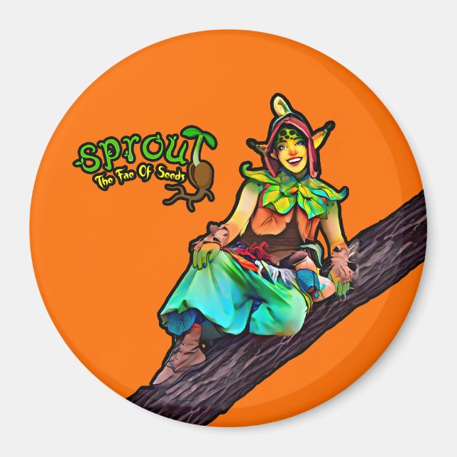 Orange Sprout Tree Magnet (Front)
