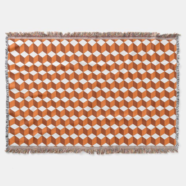 Orange Square: Abstract Vintage Background Throw Blanket (Front)