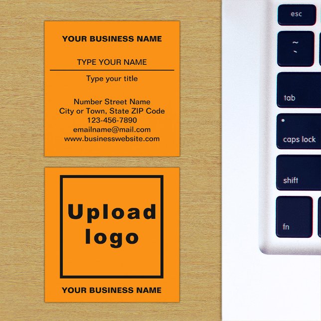 Orange Square Business Card (The front and back of the orange square business card)
