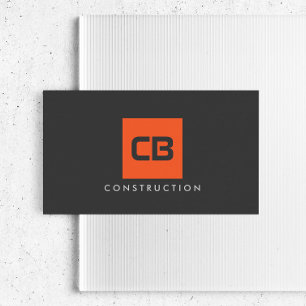 Orange Square Monogram Construction, Electrical Business Card
