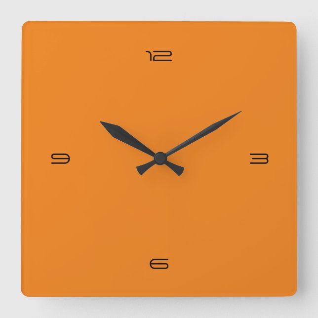 Orange  square wall clock (Front)