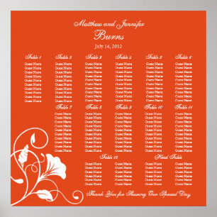 Orange Square Wedding Reception Seating Chart